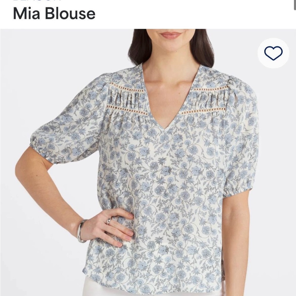 Beacon Mia Blue and White Floral Blouse
